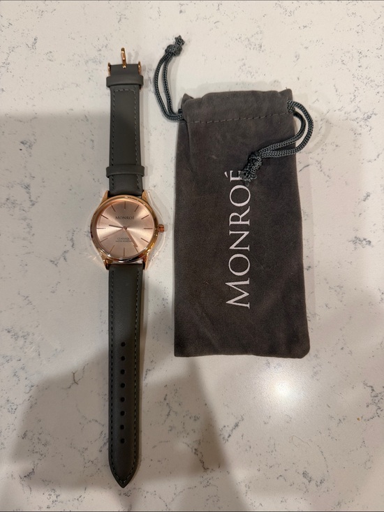 monroe Accessories - Monroe Rose Gold Dial Watch with Gray Leather Strap